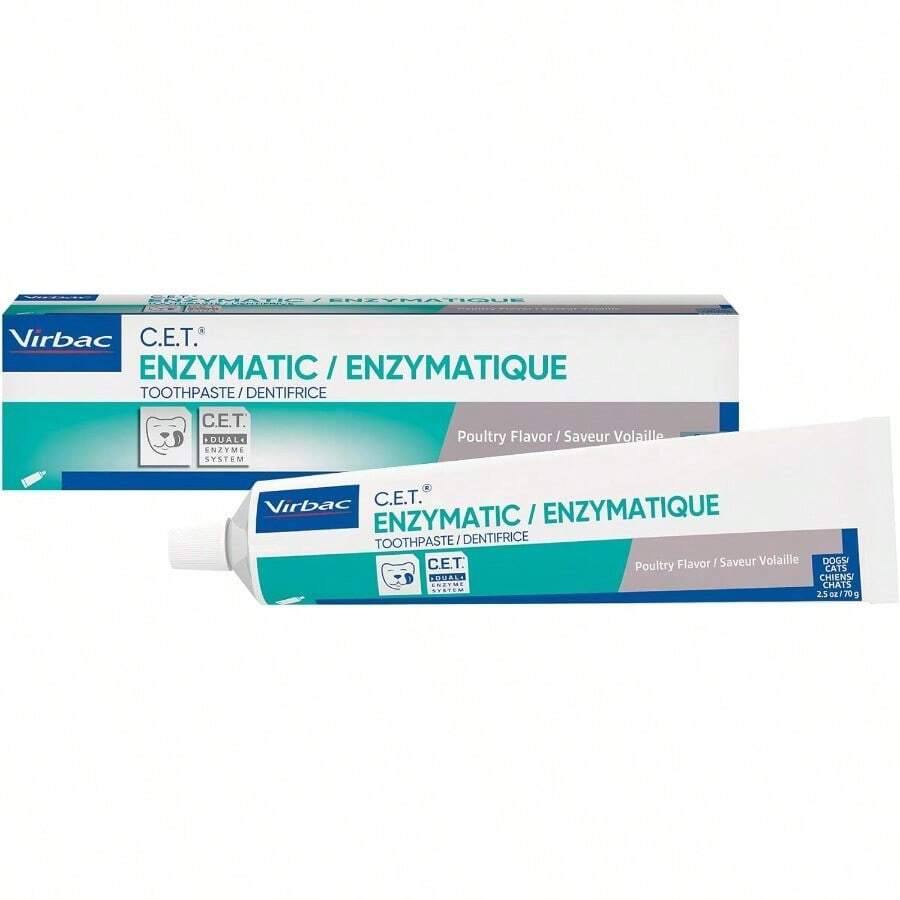 Virbac CET Enzymatic Toothpaste Eliminates Bad Breath By Removing Plaque And Tartar Buildup Best Pet Dental Care Toothpaste Poultry Flavor 2.5 Oz Tube - As Pic - View 1
