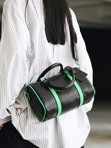 1 قطعة حقيبة كتف عالية الجودة للجنسين - حقيبة يد بطراز كوري - حقيبة كتف/متقاطعة - حقيبة أسطوانية بوسطن