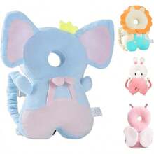 Mochila Protectora de Cabeza para Bebe, Almohada Protectora de la Cabeza de la Mochila, Adecuado para Caminar y arrastrarse, Suave y Transpirable (Elefante Azul bebé, Grande) - Elefante azul bebé - Ver 1