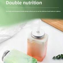 500ml Square Transparent Plastic Juice Bottle, Suitable For Fresh Packaging, With Aluminum Cap - Multicolor - View 3