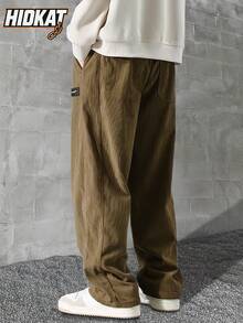 Herren Cord Lässig Jogginghose, einfarbig mit Kordelzug und Taschen, weicher und bequemer Stoff, geeignet für tägliche Freizeitaktivitäten, Frühling/Herbst - Braun - Übersicht 3