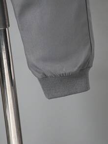 2pcs Boys Casual Fleece Letter Print Long Sleeve Jacket And Pants Set, Autumn/Winter - Grey - View 7