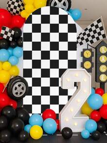 1 tấm phông nền hình vòm kẻ caro đen trắng, vải phông nền polyester chủ đề đua xe, trang trí tiệc chủ đề đua xe, vải phủ vòm, trang trí đám cưới, có thể kết hợp với trang trí bóng bay, đồ dùng tiệc sinh nhật chủ đề đua xe, tiệc mừng em bé, tiệc tiết lộ giới tính, tiệc cô dâu, trang trí nhà cửa, đạo cụ chụp ảnh - Lưới đua - Xem 6