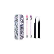 2 Pack Rhinestone Picker Tool With 1500PCS Nail Rhinestones And Tweezers, Crystal Diamond Pickup Tool Gem Jewel Applicator, Rhinestone Tool For Crafting Bedazzling DIY Nail Art{"Color_name":"Pink&Purple"} - Pink&Purple - View 1