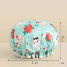 Gorro de ducha impermeable para niñas, gorro de baño para el cabello, cubierta para el cabello de cocina reutilizable, gorro para tratamiento del cabello seco a prueba de aceite - C - Ver 4