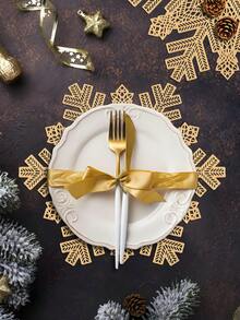 1-12 件雪花万圣节专属餐垫，奢华亚麻风格，可水洗，三重防滑材料，圣诞树外观适用于餐桌装饰、家居装饰、家庭聚餐、露营、婚礼、室内/室外派对、圣诞节节日礼物可擦拭餐垫