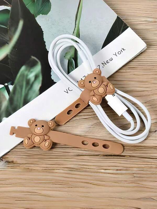 2 Stücke Bären Kabelbinder, Handyhülle Anti-Verlust-Ring, Pinguin Kabel Organizer, Datenkabel & Kopfhörer Aufbewahrungsorganizer
