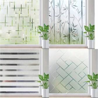 1 Rollo de película de privacidad para ventanas, adhesivo decorativo de vidrio esmerilado con adherencia estática que bloquea el sol para el hogar, la cocina, la sala de estar y el baño