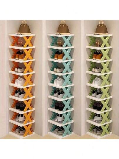 9-stöckiges platzsparendes vertikales Schuhgestell - schmaler Kunststoff-Aufbewahrungsorganisator für 9 Paar Schuhe, einfache Montage, ideal für Eingangsbereich, Kleiderschrank, Flur, Badezimmer, Studentenwohnheim - stabiles stapelbares Design, Schuhaufbewahrungsregal