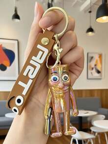 1pc Y2K Italian Brainrot Animal Shanhaijing Wooden Stick Keychain, Foreign Version Shanhaijing, Tung Tung Tung Sahur Abstract Figurine, Funny Accessory, Tralalerotralala Creative Desktop Decor, Abstract Art Figurine Pendant, National Fashion Accessory, Unisex Item