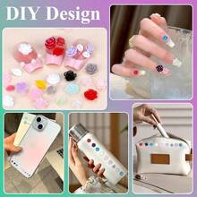 3D Flower Nail Charms Set,150pcs Mixed Size Camellia Rose Resin Charms,150pcs Mixed Size And Color Leaves,100pcs Round White Pearl Beads For Nail Accessories Nail Art (10-Camellia Colorful){"Color_name":"CamelliaColorful"} - 山茶花多彩 - 查看 7