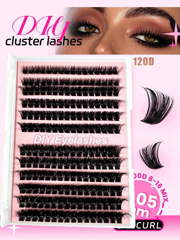800/640/480 piezas Racimos de pestañas segmentadas de volumen D 60D+80D+100D Mezcla de negro denso natural esponjoso Extensiones de pestañas individuales DIY en casa, volumen grande que también pueden usar fácilmente los principiantes, elegante de larga duración, cómodo de usar, para fiestas, viajes y otras ocasiones, longitudes mixtas de 8-16 MM