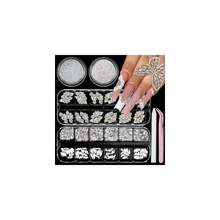 Rhinestones For Nails, Flatback Multi Shape Gems 3D Flowers Nail Charms Mixed Nail Glitter Powder Supplies Moonlight Crystal Jewelry Accessories For Women Manicure Decorations Design{"Color_name":"Colorful-06"} - 多彩-06 - 查看 1