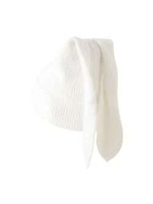 قبعة محبوكة بلون واحد للنساء، بوهيمي عصري أنيق لحفلات الشارع الموضة الخريفية/الشتوية دافئة وسميكة بأذن أرنب جذابة، مناسبة للاستخدام الخارجي