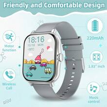 2025 NEU 4,65 cm (1,83 Zoll) HD Touchscreen Smartwatch für Kinder, 220mAh Langlebiger Akku, Telefon Wählen/Empfangen, Schrittzähler, Kalorienverbrauch, Mehrere Sportmodi, Nachrichten- und Anrufbenachrichtigung, Multifunktions-Smartwatch, Sportliche Smartwatch kompatibel mit Android/iOS