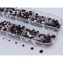 Over 2100 Pieces Red Ruby Garnet Flat Back Glass Rhinestones Crystals For Nail Art Kit 6 Sizes (1.4mm - 4.8mm){"Color_name":"RedRubyGarnet"} - RedRubyGarnet - View 4
