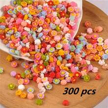 1 paquete de 100/200/300/500 piezas de decoraciones de resina con flores planas y lindas de 0,75 cm/0,29 pulgadas para hacer joyería