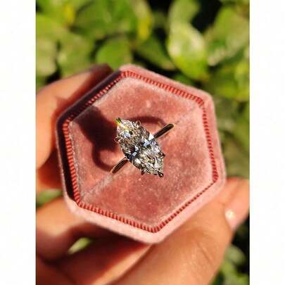1pc 1-3 Carat Cubic Zirconia Solitaire Ring, S925 Sterling Silver Material, Women's Engagement Wedding Ring, Exquisite Bridal Jewelry, Anniversary Birthday Gift