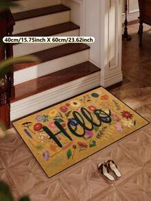1pc [Best Seller] Christmas Thanksgiving Floral Hello Pattern Doormat, Farmhouse Style Indoor Outdoor Non-Slip Mat | Durable Polyester Material | Non-Slip, Easy To Clean, Dirt-Resistant, Machine Washable | Entryway And Home Decor - Perfect For Room Decor, Small Rug, Living Room Rug, Bedroom Rug, Kitchen Rug, Bathroom Rug, Area Rug