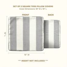 Honeycomb Outdoor Square Toss Pillow Cover 2-Pack, 18 X 18, Cabana Stripe Stone Grey Pillow Slipcovers For Patio Furniture{"Color_name":"CabanaStripeStoneGrey"} - 小屋條紋石頭灰色 - 查看 4