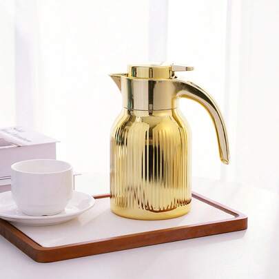 1 pezzo Caraffa termica di grande capacità, bollitore per tè da casa, caffettiera in oro a doppia parete isolata