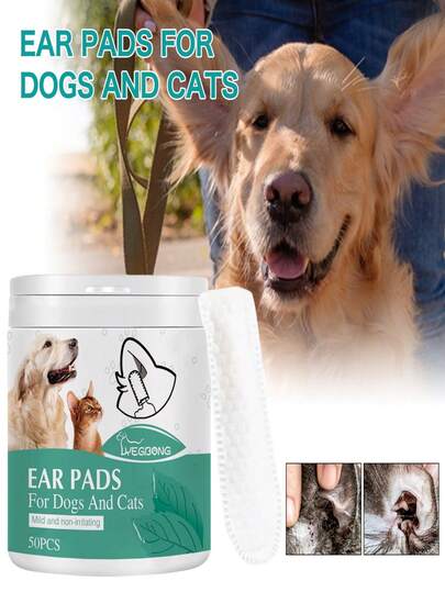 50pcs/Pack Pet Ear Cleaning Finger Sleeves, Cleans Cat/Dog Ear Wax, Contains Natural Aloe Vera, Gentle Antibacterial, Non-Irritating, Cleaning & Pet Care