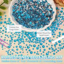 21000Pcs Lake Blue Rhinestones For Bedazzling Kit, Mix Sizes Jelly Bedazzling Resin Gems, Blue Gems Bedazzling For Crafting, Flatback Resin Rhinestones For Craft DIY Face Makeup{"Color_name":"S14"} - S14 - 查看 5