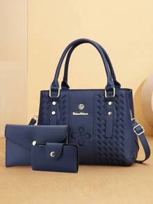 优雅刺绣女士手提包 - 配有可拆卸肩带、拉链开合、湖蓝色/白色/红色/黑色防褪色、金色调五金配件、日常优雅 | 手提包 | 可拆卸肩带包 - 黑色 - 查看 11