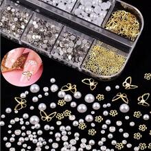 Nail Art Pearls Flatback Rhinestones Flower Nail Charms Gold Silver Beads White Half Round Supplies Luxurious Design Jewelry DIY Crafts Accessories For Women Manicure Decorations{"Color_name":"Colorful-16"} - 彩色-16 - 查看 6