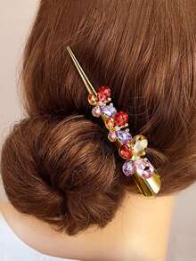 1pc Women's Luxury Rhinestone Butterfly Metal Alloy Hair Clip, Elegant Palace Style Zinc Alloy Hair Barrette Suitable For Daily Wear, Claw Clips