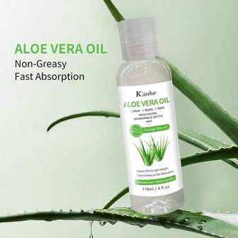  118ml/4 液体盎司芦荟按摩基础油精油天然成分植物提取物保湿滋润柔滑身体皮肤护发改善粗糙柔软易吸收女士男士健康礼物