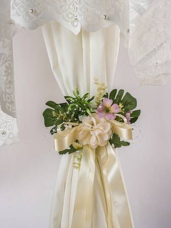 1 pieza Decoración floral para respaldo de silla, decoración del hogar DIY, creativa para fiestas festivas, ceremonias de boda, arreglo floral para sujetar cortinas