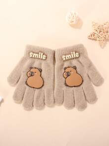 1 Pair Kids Fingerless Flip-Top Cartoon Winter Gloves, Warm & Thick Outdoor Cold-Proof Mittens - 1Pair - View 6