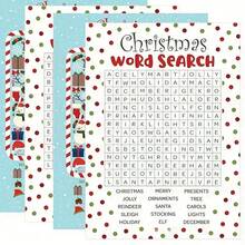 Juego de cartas de Navidad, tarjetas de papel a doble cara, regalo de Navidad divertido, tarjetas de felicitación de Navidad, accesorios para juegos de fiesta de Navidad, que incluyen juegos de búsqueda de palabras y de encontrar imágenes, adecuado para reuniones, fiestas y regalos navideños