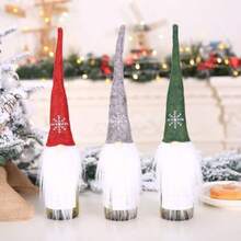 Christmas Wine Bottle Covers 5pcs Decorative Handmade Santa Claus Xmas Wine Bottle Covers Bags For Whiskey Spirits Champagne Christmas Party Decorations Festival Dinner Party Table Xmas Holiday Gifts