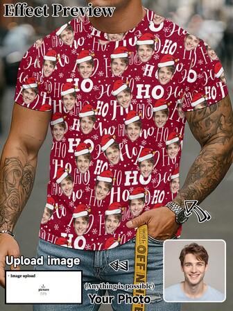 Customized T-Shirts, Interesting T-Shirts With Portraits Of Men, Women, Children, Pets, Cartoons, And Holiday Themes, Suitable For Christmas