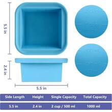 2 Cup Silicone Freezer Trays With Lid 4 Pack Silicone Freezer Molds Soup Freezer Containers Make 4 Perfect Soups, Broths, Stews, Sauces, Curries - Gói 4 lỗ 1 lỗ - Xem 3