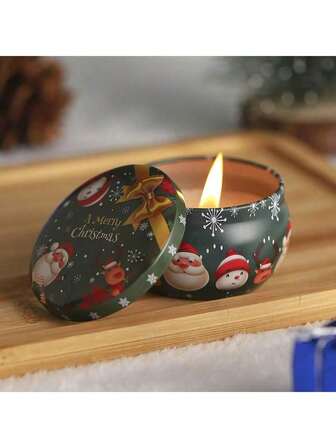 1 Pc/Christmas Candle Holder, Small Gift, Aromatherapy Candle, Iron Can, Candlelight Dinner Set, Household Daily Necessities, Light Fragrance, Romantic Atmosphere, Smoke-Free Soy Wax, Fragrant Candle
