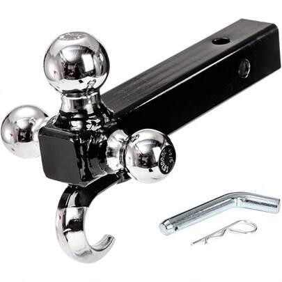 Trailer Hitch Tri - Ball Mount With Hook, Tactical Tow Hook 3 Ball Truck Hitch, Trailer Ball Size 1 - 8 2 And 2 - 516 Fit 2 Inch Hitch Receiver