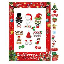 32PCS Christmas Party Photo Booth Props Supplies With Paper Frame