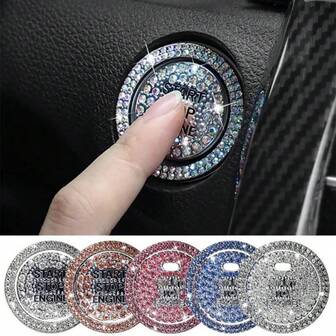 1 X Sparkling Car Starter Button Cover – Sparkling Rhinestone Ring Decoration | Scratch-Resistant And Anti-Scratch Car Ignition Accessory | Easy To Install, Multiple Colors Available, Create A Sparkling Effect For Your Car Interior | Best Gift For Women, Moms, Besties, Friends, And Coworkers | Perfect For Birthdays, Christmas, Valentine's Day,
