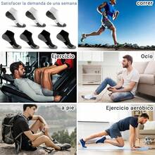 VIDA4U 7 Pares Calcetines de Hombre, Calcetas de Algodón Transpirables y Antiderrapantes, Tines Deportivas, Gym, Running, Tenis, Escalada, Fútbol y Baloncesto - Negro+Blanco - Ver 8