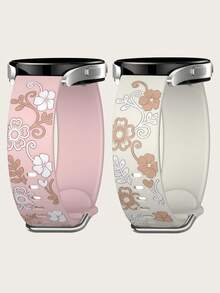 2 Confezioni da 20mm Cinturini Compatibili con Galaxy Watch 7/FE 6 5 4 40mm 44mm, Galaxy Active 2, Cinturino Orologio da 20mm in Morbido Silicone di Ricambio per Donna, Cinturini per Orologio Boho Carini con Fiori di Bauhinia e Redbud Compatibili con Galaxy Watch