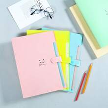 A4 Stylish Smiling Face Student Document Organizer Accordion File Folder - Black - View 2