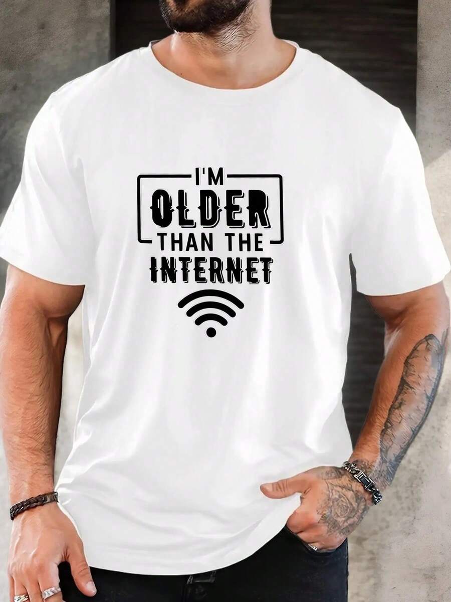 Camiseta de manga corta con estampado gráfico para hombre, con cuello redondo, para uso casual de verano.