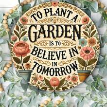 Vintage-Style Round Metal Garden Sign - Durable Iron Wall Art For Home, Garage & Yard Decor| Easy To Hang, Unique Design| Perfect Gift Idea| 8x8 Inches, Perfect For Room Decor - Metal Spray Paint - View 7