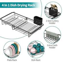 Expandable Dish Drying Rack Over The Sink Adjustable Dish Rack In Sink Rustproof Dish Drainer For Kitchen Counter Dish Strainer With Utensil Holder