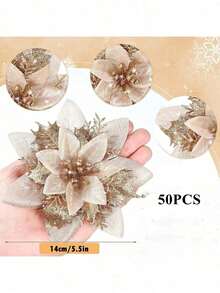 10 pezzi Decorazioni per albero di Natale, foglie rosse natalizie glitterate, fiori di Natale artificiali, decorazioni per albero di Natale con foglie rosse glitterate, per matrimonio natalizio, celebrazioni festive, fiori decorativi natalizi, decorazioni per feste