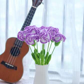 1/3/6/10pcs Handmade Crochet Carnation Flowers. Handmade Flowers, Artificial Flowers, Yarn Flowers. Suitable As A Gift For Mom, As Home Decor For Restaurant, Living Room, Bedroom, Wedding, Party, And Outdoor Decoration. Suitable For Christmas, Spring/Summer Decor, Mother's Day, Thanksgiving, New Year, Housewarming, Valentine's Day, Birthday And Other Celebratory Occasions.