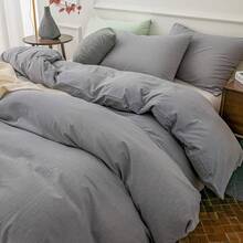 Ultra Soft 100% Cotton Solid Color Dusty Pink Queen Duvet Cover Set With Zipper Closure - 3 Pieces,  In 2025 - Light Grey - View 3